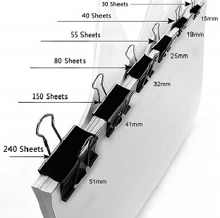 Binder Clips 15 mm, metal clip, 12 nos. per packet