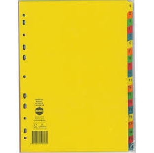 Regional Cardboard File Divider Index 1-20 Per Set