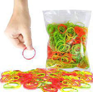 RUBBER BAND 4" NYLON, ASSORTED COLOURS, 500 GMS PACK