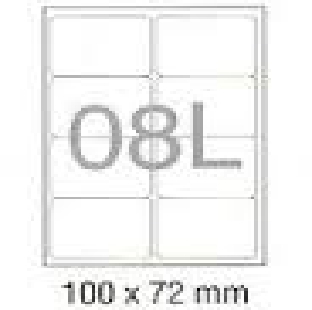 STICKER LABEL A4 1 SHEET 8 PCS 100 SHEETS PER PKT