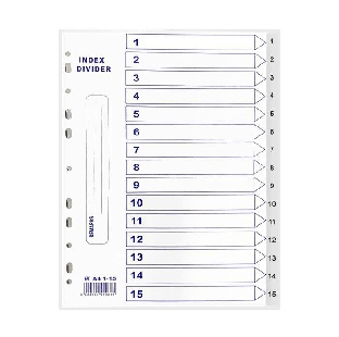 Plastic Index 1 x 15, plastic material thick sheet, 15
nos. in 1 packet