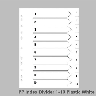 Plastic Index Set 1 X 10, plastic material thick sheet,
10 nos. in 1 packet