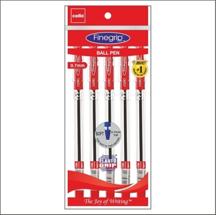 Cello Finegrip Ball Pen (Red) - 5 pcs. (Pack)