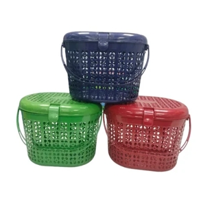 Eden Care Plastic Picnic Oval Shape Basket Blue - (Unit)