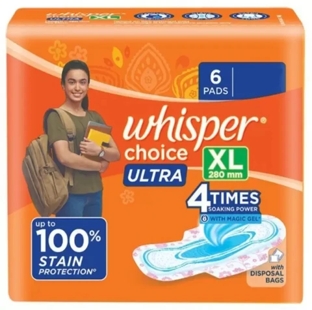 Whisper Sanitary Napkin Ultrachoice XL 280MM -6Pads Pack